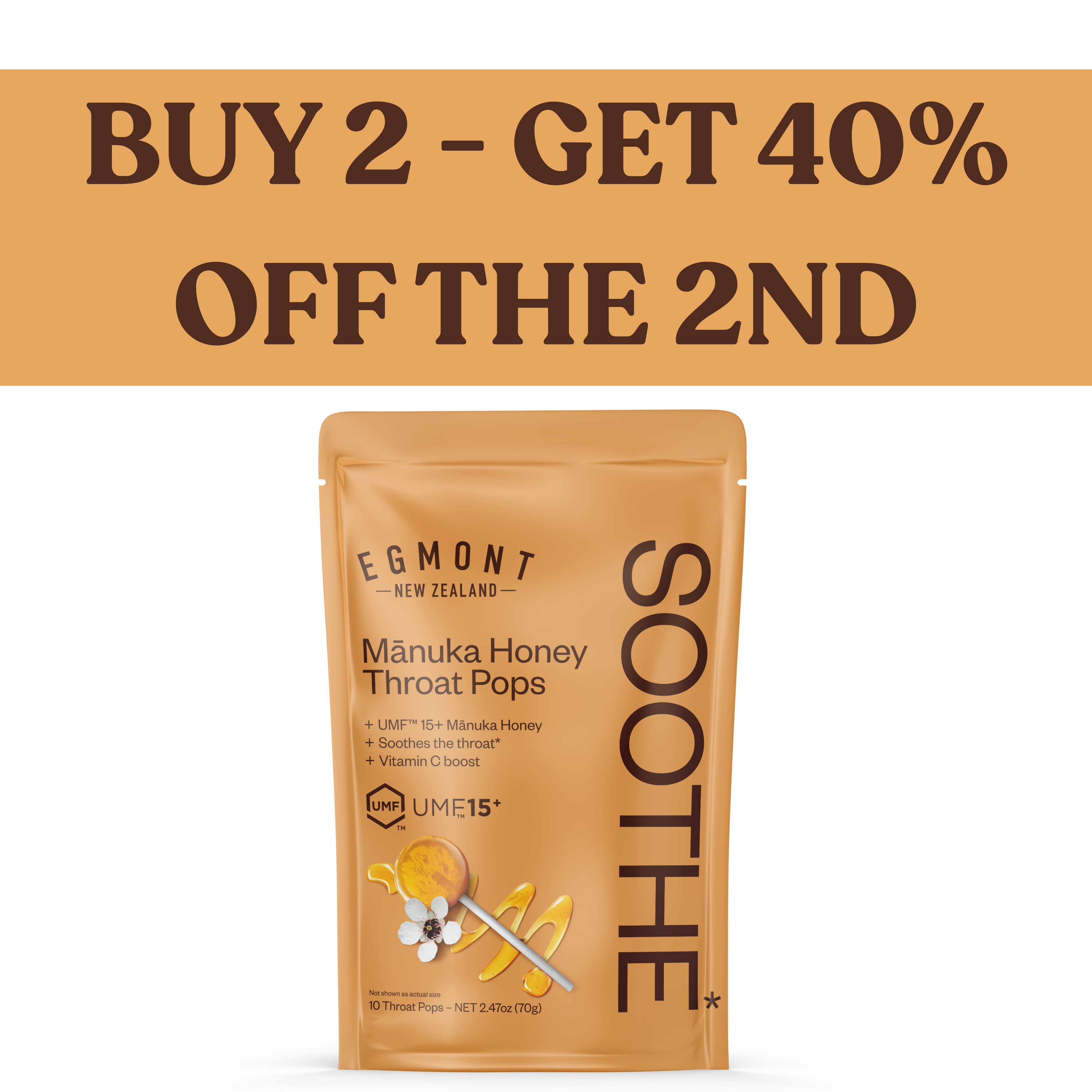 Mānuka Honey & Vitamin C Throat Lollipops 10 Pack